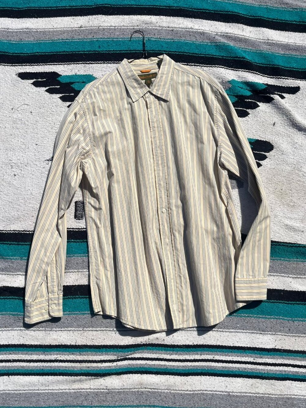 Timberland Striped Button-Up Shirt - White/Blue